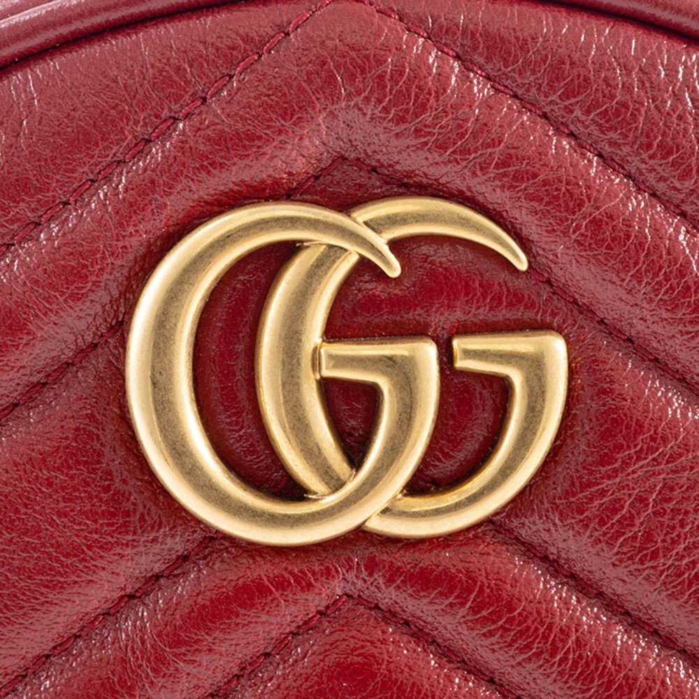 GUCCI Red Leather GG Marmont Shoulder Bag - Picture 6 of 16